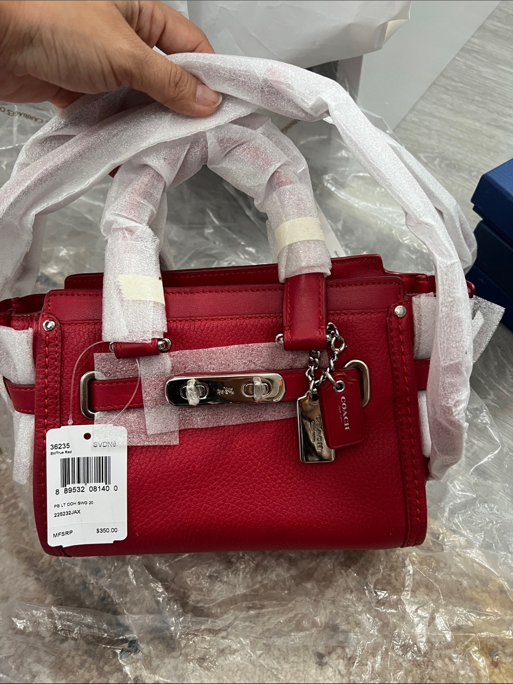 Coach 36235 Swagger 20 Satchel in Red with silver hardware